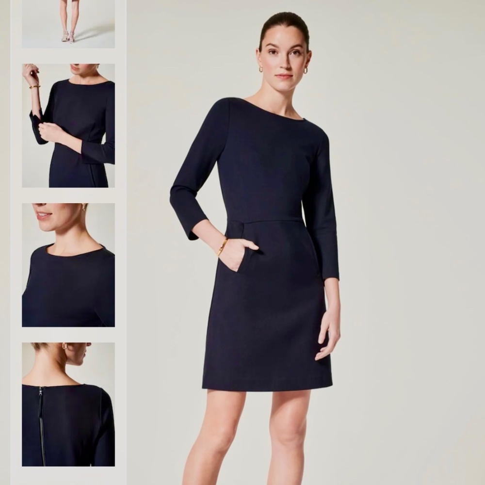 Spanx navy Perfect Fit A-Line 3/4 sleeve Dress